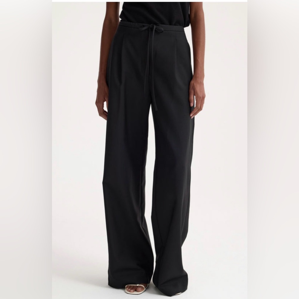 Rohe Relaxed Fit Wool Drawstring Pants, 38, Black - Picture 3 of 9